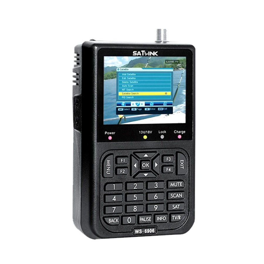 SATLINK WS6906 sunʻiy yoʻldosh televideniesi qidiruvi 3,5 dyuymli portativ LCD yuqori aniqlikdagi raqamli sunʻiy yoʻldosh signalini topuvchi