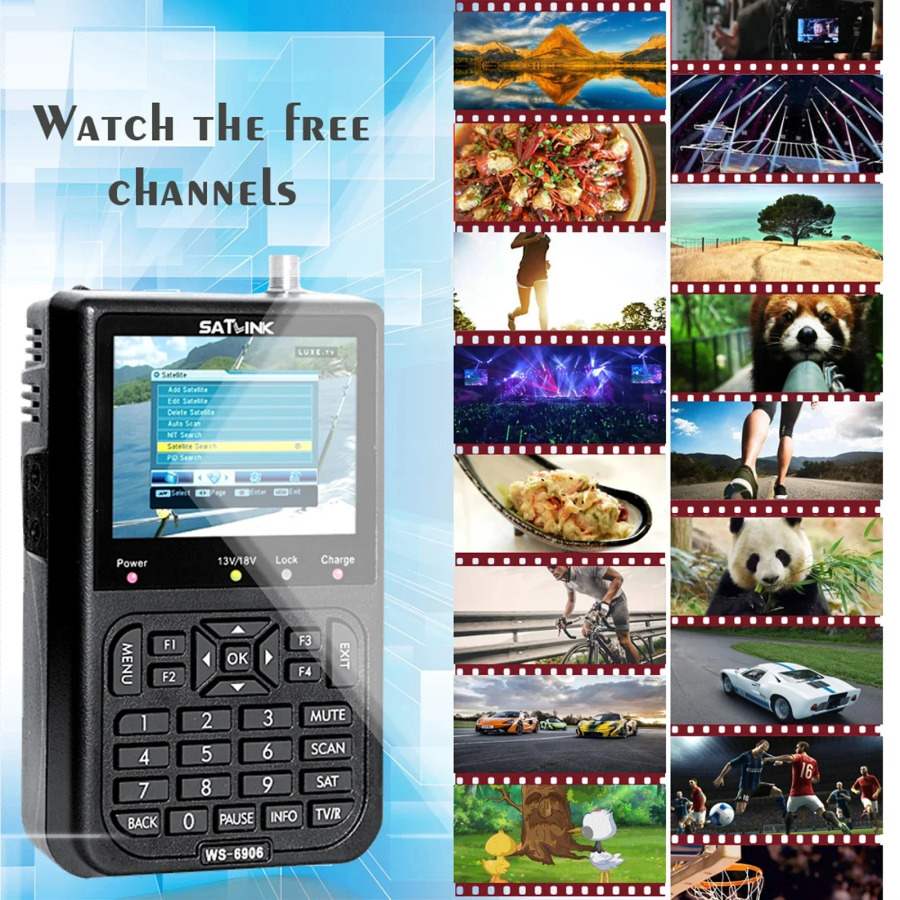 SATLINK WS6906 sunʻiy yoʻldosh televideniesi qidiruvi 3,5 dyuymli portativ LCD yuqori aniqlikdagi raqamli sunʻiy yoʻldosh signalini topuvchi