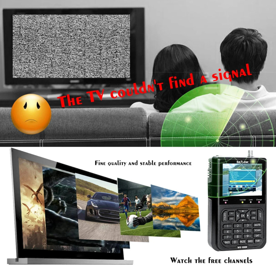SATLINK WS6906 sunʻiy yoʻldosh televideniesi qidiruvi 3,5 dyuymli portativ LCD yuqori aniqlikdagi raqamli sunʻiy yoʻldosh signalini topuvchi