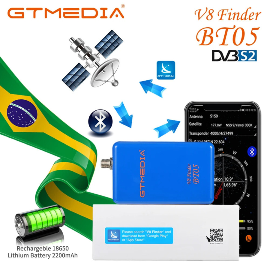 GTMEDIA Satellite Finder V8 Sat Finder BT05 лучше, чем Satlink WS-6933 6906 для Android, Los Satfinder TV 1080p с Bluetooth.