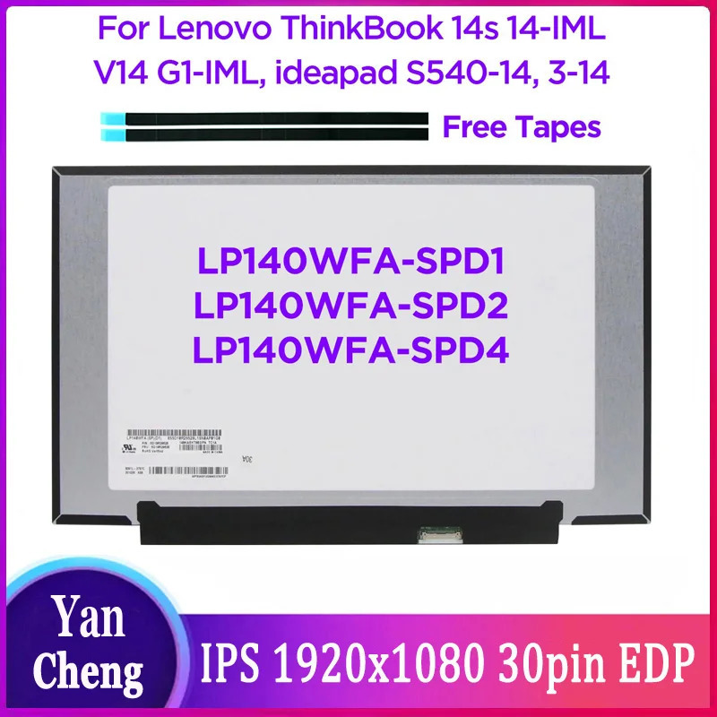 ЖК-экран для ноутбука 14,0 дюйма, Φ SPD2 SPD4 B140HAN04.0, для Lenovo ThinkBook 14s 14-IML V14 G1 ideapad LP140WFA-SPD1 3-14 30pin