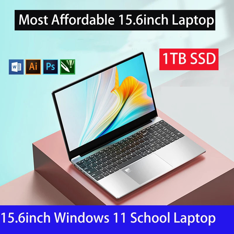 Недорогой 15,6-дюймовый ноутбук - 6 ГБ ОЗУ, SSD до 1 ТБ, Windows 11, идеально подходит для студентов и офисной работы, с подсветкой клавиатуры