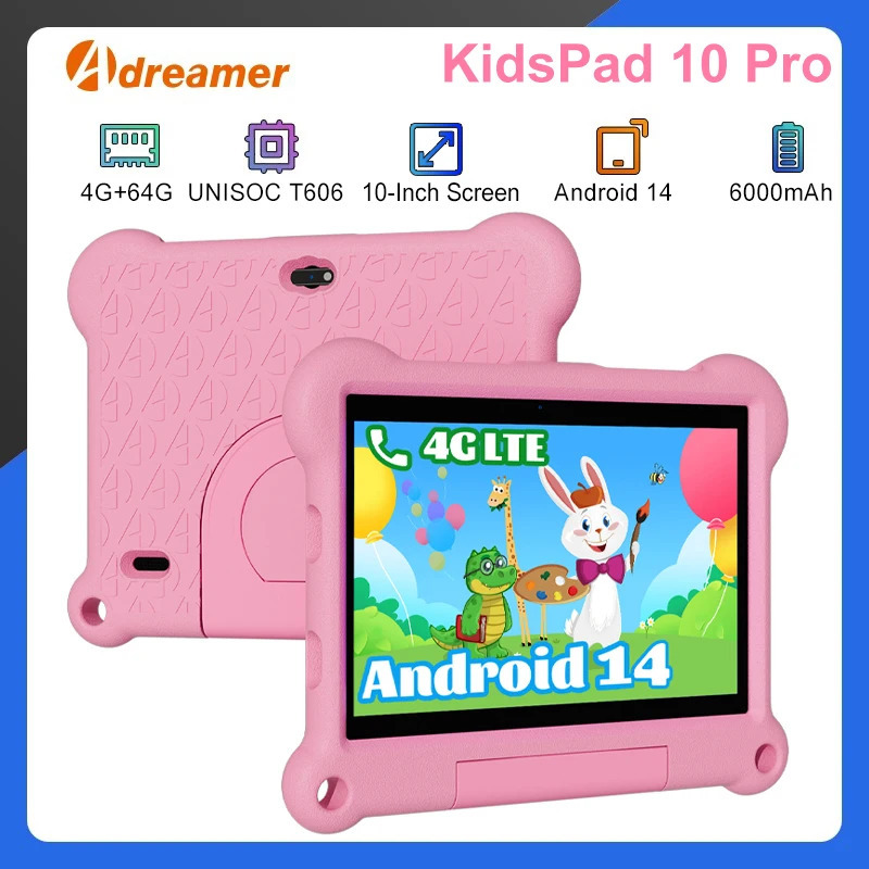 10-дюймовый детский планшет Adreamer KidsPad10Pro 4GB 64GB с образовательным программным обеспечением для детей, защитный чехол для учебы и игр