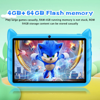 7 dyuymli Android 13 Kids plansheti, 4 GB operativ xotira, 64 GB ROM, 1 TB gacha kengaytiriladigan xotira, Wi-Fi, 4000 mA/soat batareya, qoʻsh kamera, bolalar ilovalari, bolalar sovgʻasi
