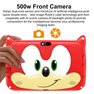 7 dyuymli Android 13 Kids plansheti, 4 GB operativ xotira, 64 GB ROM, 1 TB gacha kengaytiriladigan xotira, Wi-Fi, 4000 mA/soat batareya, qoʻsh kamera, bolalar ilovalari, bolalar sovgʻasi