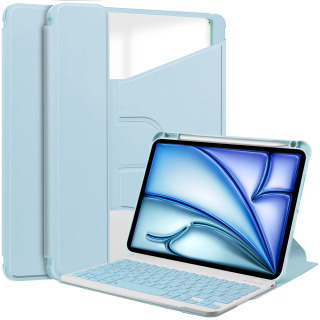 Ipad Air 13 2025 2024 uchun planshet korpusi Shaffof 360° Tablet ° Teri aylanadigan klaviatura korpusi небесно-голубой Ipad pro 11