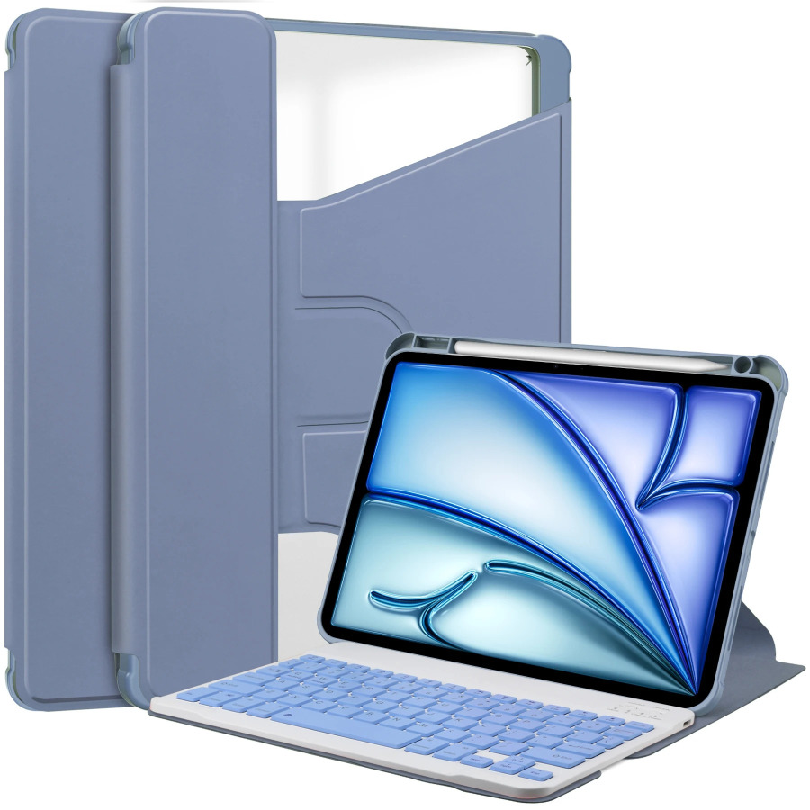 Чехол для планшета Ipad Air 13 2025 2024, прозрачный 360° планшет ° кожаный чехол для вращающейся клавиатуры