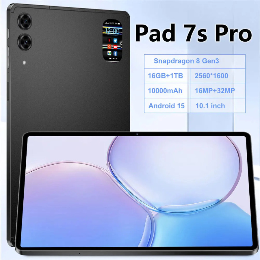 2026 Pad 7s Pro Tablet 16 ГБ + 1 ТБ Аккумулятор 10000 мАч 10,1 дюйма Android 15 Планшетный ПК Глобальная версия 5G WIFI Dual SIM-карты для детей