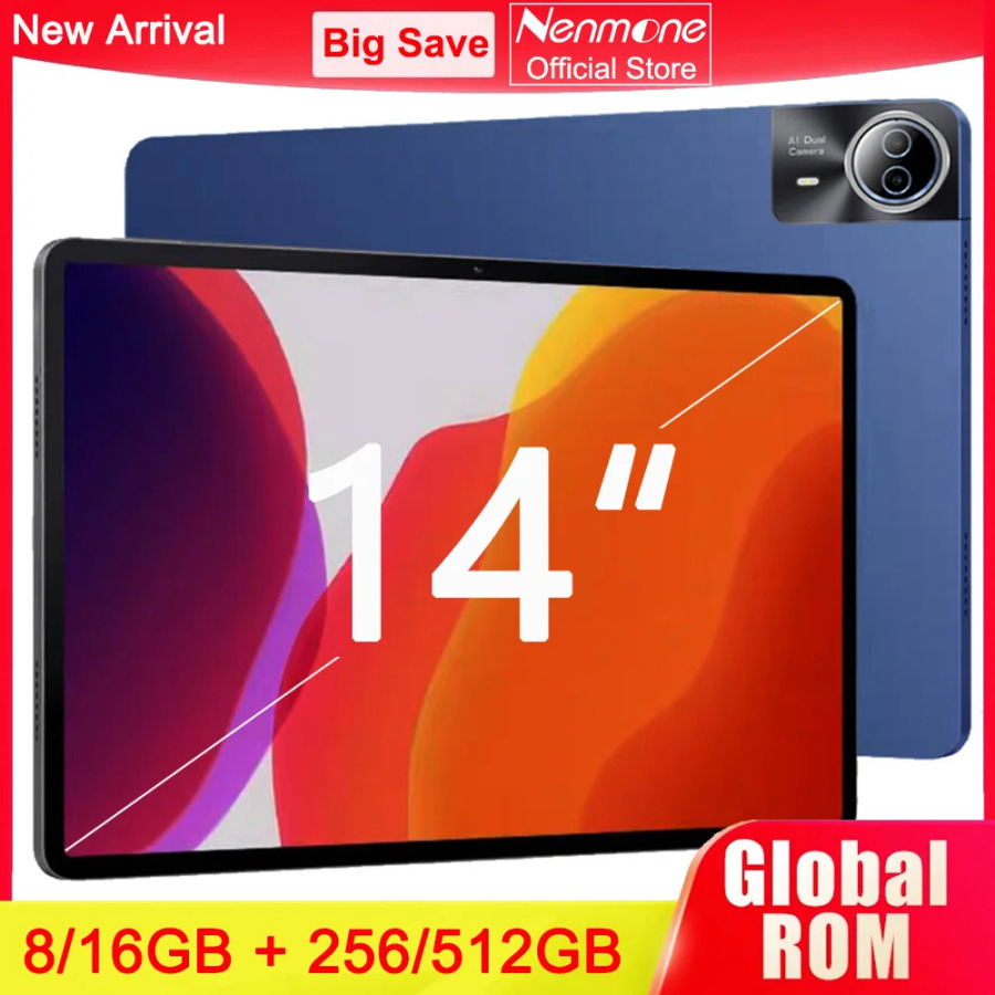 YANGI 14 dyuymli, katta ekranli, 1920x1200 IPS, T616 protsessorli, 16+512 Gb xotirali, Android 15.0, 4G LTE, oʻyin va chizmachilik uchun, stilusli planshet kompyuter.