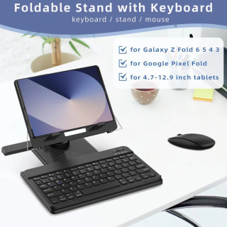 IPad Samsung HUAWEI Xiaomi 4.7-12.9 dyuymli planshetlar uchun Bluetooth sichqonchali klaviaturali portativ planshetli stend.