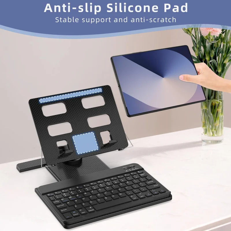 IPad Samsung HUAWEI Xiaomi 4.7-12.9 dyuymli planshetlar uchun Bluetooth sichqonchali klaviaturali portativ planshetli stend.