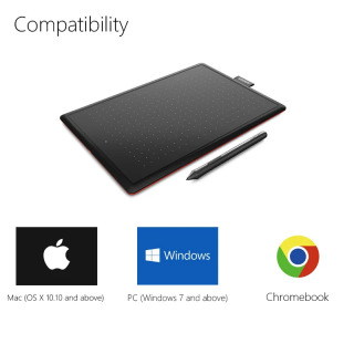 Цифровой графический планшет One by Wacom CTL-472 для рисования, рисования и игр OSU, 2048-уровневый планшет, поддержка ОС Android/Windows/Mac