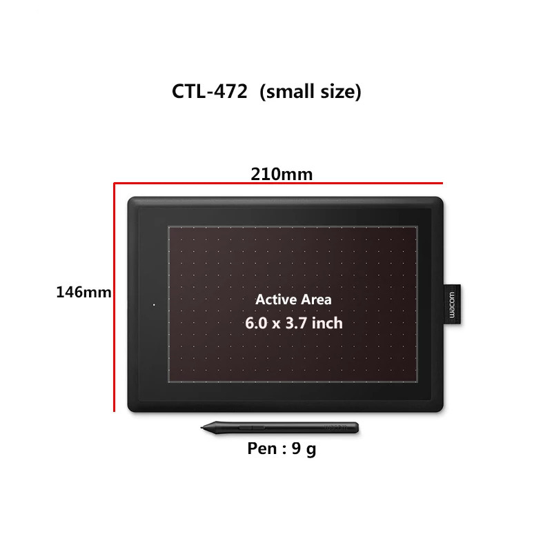 Цифровой графический планшет One by Wacom CTL-472 для рисования, рисования и игр OSU, 2048-уровневый планшет, поддержка ОС Android/Windows/Mac