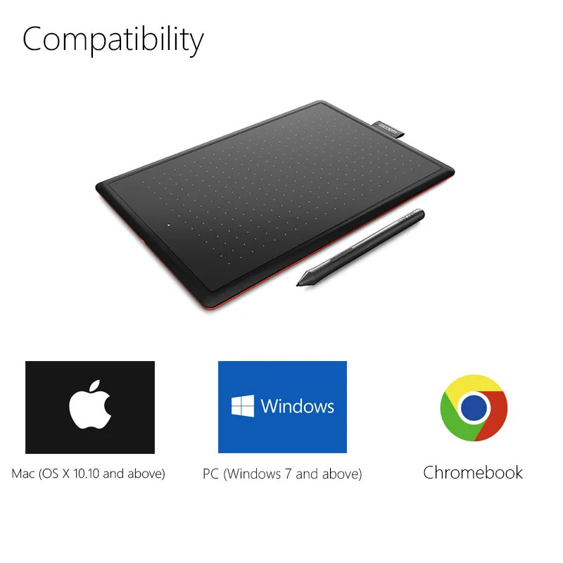 Цифровой графический планшет One by Wacom CTL-472 для рисования, рисования и игр OSU, 2048-уровневый планшет, поддержка ОС Android/Windows/Mac