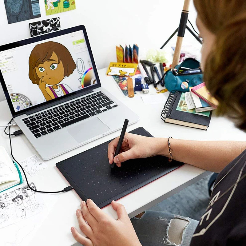 Цифровой графический планшет One by Wacom CTL-472 для рисования, рисования и игр OSU, 2048-уровневый планшет, поддержка ОС Android/Windows/Mac