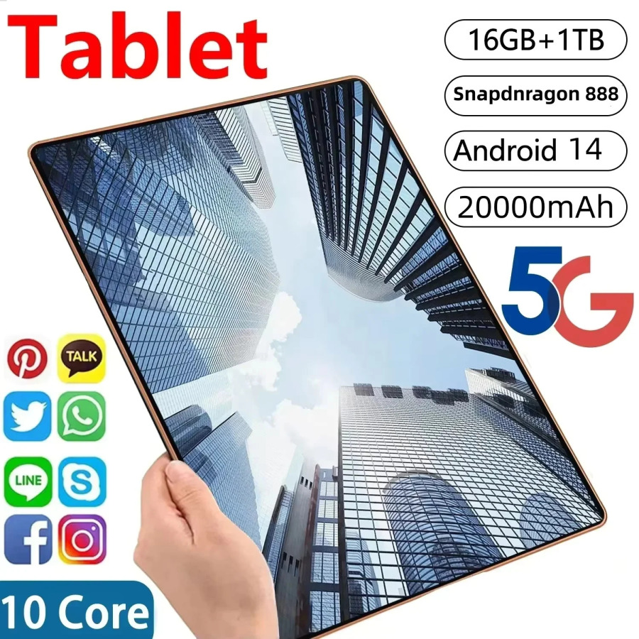 2025 YANGI Tablet Pad 15 Pro Android 14 22GB+2TB 20000mAh Snapdragon 888 Asl planshetlar Kompyuter 5G Ikki SIM-karta WIFI HD 4K Mi Tab