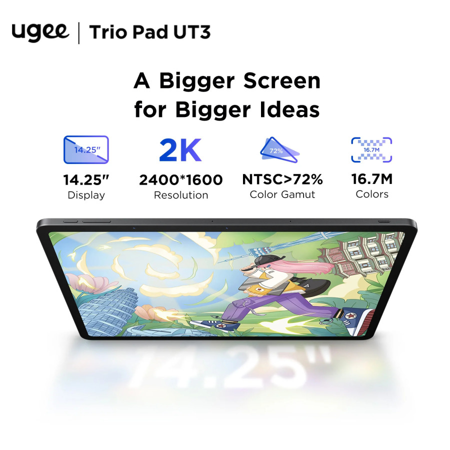UGEE UT3 Fun Drawing Pad 14,25 дюймов, разрешение 2400*1600, система Android 14, 60 Гц, большой графический планшет, монитор 8 ГБ + 256 ГБ