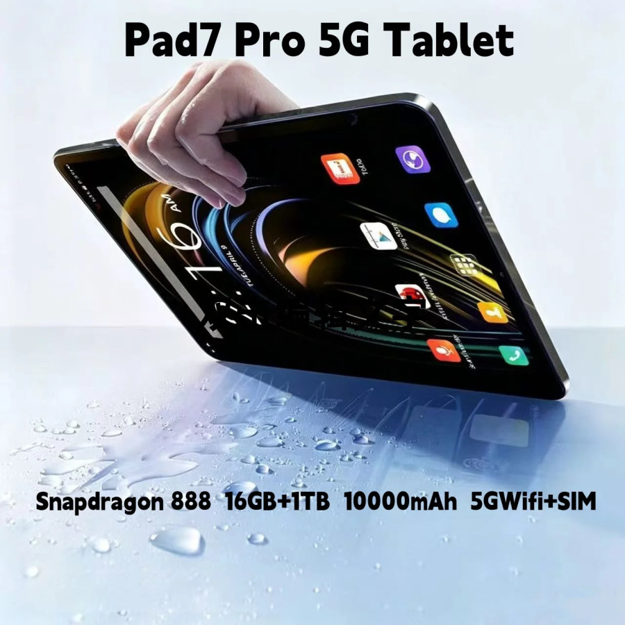 Планшет 2026 Pad 7 Pro Global 11 дюймов, Android 13, 16 ГБ ОЗУ, 1 ТБ ПЗУ, Snapdragon 888, 4K HD, 5G, Wi-Fi, Bluetooth, WPS, 10000 мАч, планшетный ПК