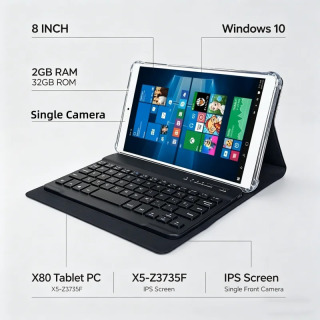 8 dyuymli 2GB RAM 32GB ROM planshet kompyuter X80 Windows 10 X5-Z8350 CPU 1920 X 1200 IPS ekranli WIFI toʻrt yadroli protsessor