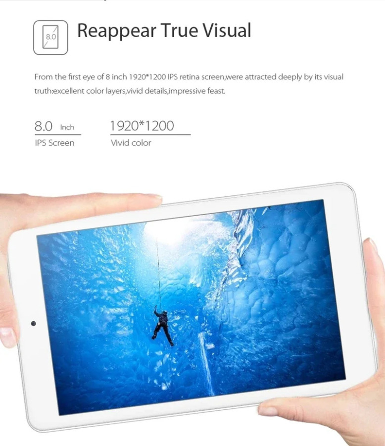 8 dyuymli 2GB RAM 32GB ROM planshet kompyuter X80 Windows 10 X5-Z8350 CPU 1920 X 1200 IPS ekranli WIFI toʻrt yadroli protsessor
