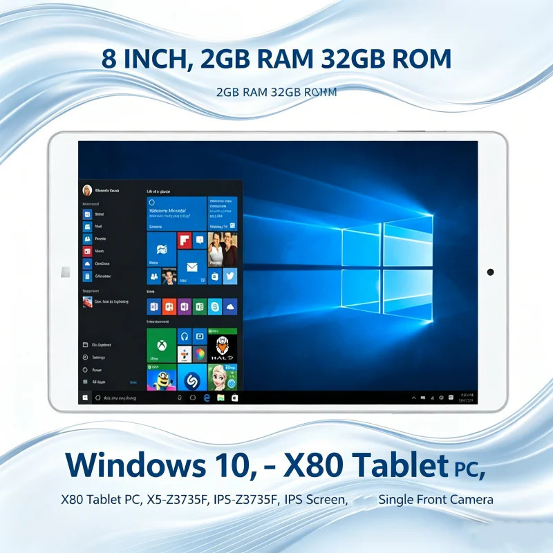 8 dyuymli 2GB RAM 32GB ROM planshet kompyuter X80 Windows 10 X5-Z8350 CPU 1920 X 1200 IPS ekranli WIFI toʻrt yadroli protsessor