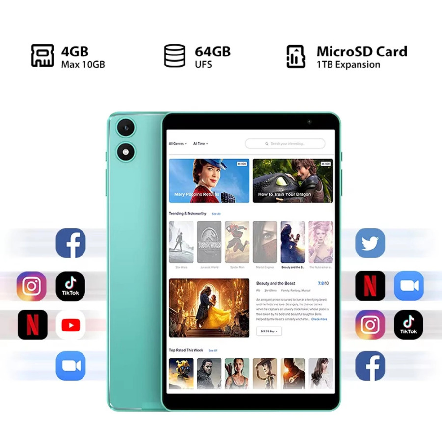 Teclast P85T planshet kompyuteri 8 dyuymli 1280*800 IPS/Android 14/4GB RAM/64GB ROM/Allwinner A523 8 yadroli/Mali-G57 GPU/5000mA/soat/WiFi6+BT5.2