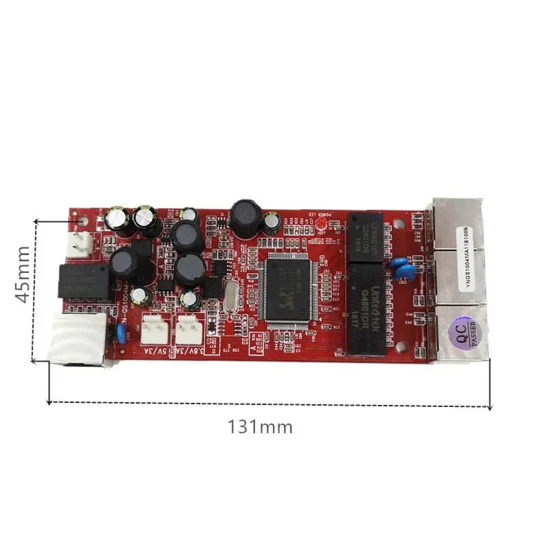 Switch moduli 4-port 10/100/1000Mbps Ethernet boshqaruv kaliti Un RJ45 Port boshqarilmaydigan tijoriy Ethernet kaliti