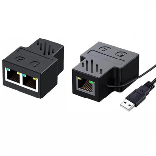 Разветвитель Ethernet Cat 5/6/7/8, кабель от 1 до 2, сетевой коммутатор с USB-шнуром питания, RJ45, 1 в 2-out, одновременно подключен к сети с 2 устройствами
