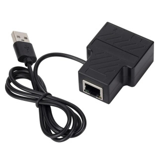 Разветвитель Ethernet Cat 5/6/7/8, кабель от 1 до 2, сетевой коммутатор с USB-шнуром питания, RJ45, 1 в 2-out, одновременно подключен к сети с 2 устройствами