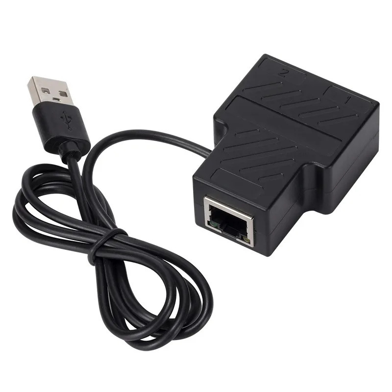 Разветвитель Ethernet Cat 5/6/7/8, кабель от 1 до 2, сетевой коммутатор с USB-шнуром питания, RJ45, 1 в 2-out, одновременно подключен к сети с 2 устройствами