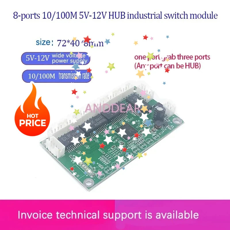 HUB TAP 8-портовый сетевой коммутатор Ethernet TAP 100 Мбит/с Зеркальное и зеркальное хранилище пакетов для захвата пакетов для передачи данных