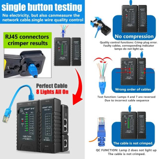 NOYAFA NF-468CS Yagona RJ45/RJ11 Yagona ulagichli tarmoq kabeli sinov qurilmasi Batareya bilan ishlaydigan chiziqni aniqlash vositasi