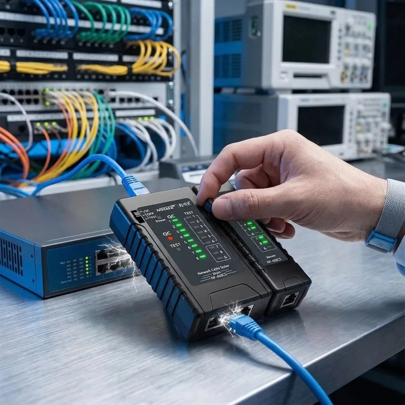 NOYAFA NF-468CS Yagona RJ45/RJ11 Yagona ulagichli tarmoq kabeli sinov qurilmasi Batareya bilan ishlaydigan chiziqni aniqlash vositasi