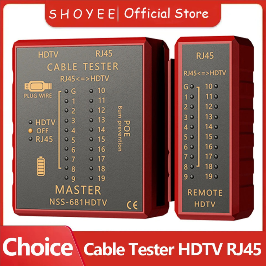 Koʻp funktsiyali tarmoq kabeli sinov qurilmasi HDMI mos keluvchi RJ45 8P8C LAN POE kuyishga qarshi RJ11 telefon liniyasini tekshirish vositasi tarmoqni taʻmirlash