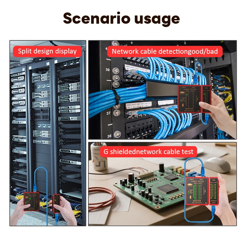 Koʻp funktsiyali tarmoq kabeli sinov qurilmasi HDMI mos keluvchi RJ45 8P8C LAN POE kuyishga qarshi RJ11 telefon liniyasini tekshirish vositasi tarmoqni taʻmirlash