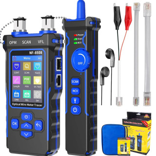 NOYAFA NF-8508 RJ11/45 tarmoq kabeli sinov qurilmasi LCD displey Raqamli tarmoq liniyasini qidirish sim kuzatuvchisi PoE tekshiruvi optik sim oʻlchagich