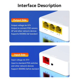 3-портовый PoE-удлинитель 100M, сетевой коммутатор-повторитель 100M IEEE802.3af/at, Plug&Play для PoE-коммутаторов, NVR, IP-камер, точек доступа
