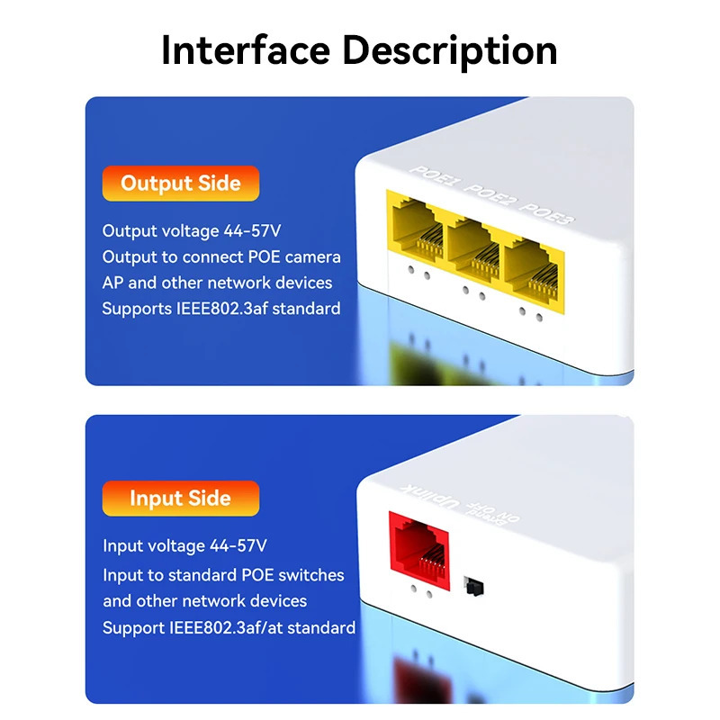 3-портовый PoE-удлинитель 100M, сетевой коммутатор-повторитель 100M IEEE802.3af/at, Plug&Play для PoE-коммутаторов, NVR, IP-камер, точек доступа