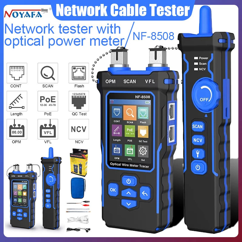 NOYAFA NF-8508 Тестер сетевого кабеля ЖК-цифровой перезаряжаемый сетевой искатель линии Трекер проводов PoE Checker Измеритель оптических проводов