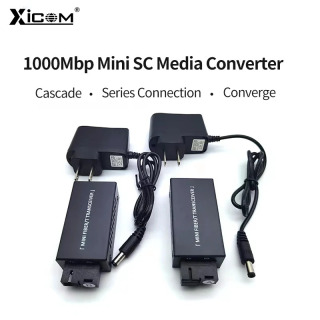 1 juft Gigabit 100/1000M A/B SC Ethernet Fiber Switch Media Converter Rj45 Optik qabul qiluvchi 20KM fibra kaliti quvvat manbai bilan Синий