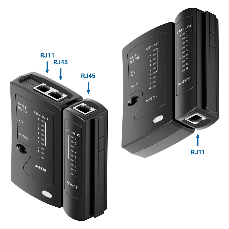 LAN RJ45 Cat5 Cat5e Cat6 Cat6a Cat7 UTP/ekranlangan kabel va RJ11 RJ12 uchun ZoeRax Ethernet tarmoq kabeli sinov qurilmasi