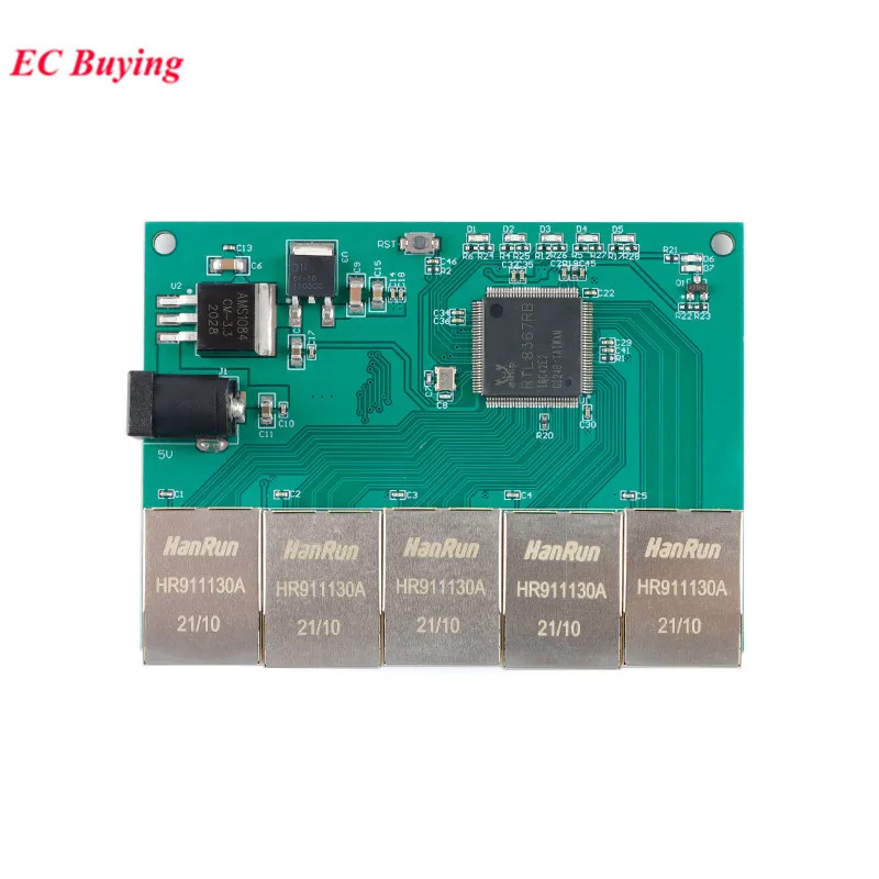 5-портовый модуль коммутатора 1000M 100M ACTIVE Network Full Gigabit Ethernet-блок на базе RTL8367RB Giga-PHY DC 5V 2A Светодиодная индикаторная плата