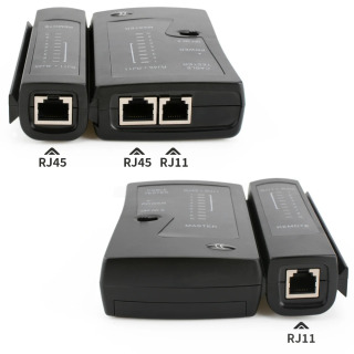 RJ11, RJ12, LAN, RJ45, Cat5, Cat5e, Cat6, Cat6a, Cat7, UTP/STP, RJ11 telefon kabellarini qoʻllab-quvvatlaydigan tarmoq kabeli sinov qurilmasi