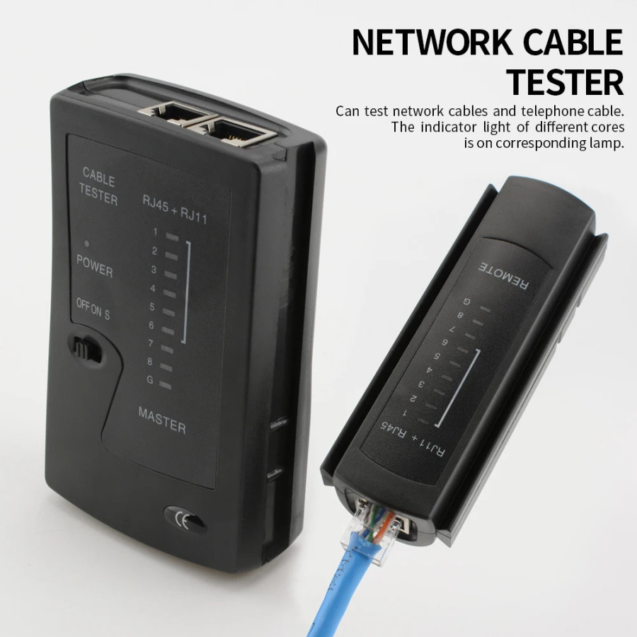 RJ11, RJ12, LAN, RJ45, Cat5, Cat5e, Cat6, Cat6a, Cat7, UTP/STP, RJ11 telefon kabellarini qoʻllab-quvvatlaydigan tarmoq kabeli sinov qurilmasi