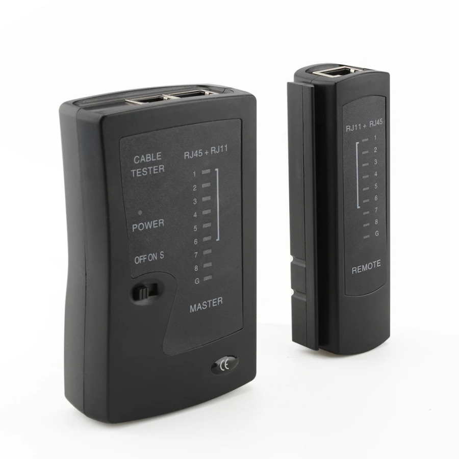 RJ11, RJ12, LAN, RJ45, Cat5, Cat5e, Cat6, Cat6a, Cat7, UTP/STP, RJ11 telefon kabellarini qoʻllab-quvvatlaydigan tarmoq kabeli sinov qurilmasi