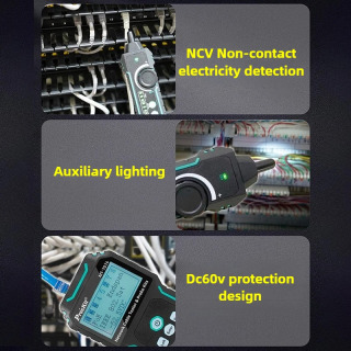MT-7076 tarmoq kabeli sinov qurilmasi Portativ tarmoq sinov qurilmasi POE liniyasini topuvchi koʻp funktsiyali liniya tekshirgichi uy uchun kuchli asboblar