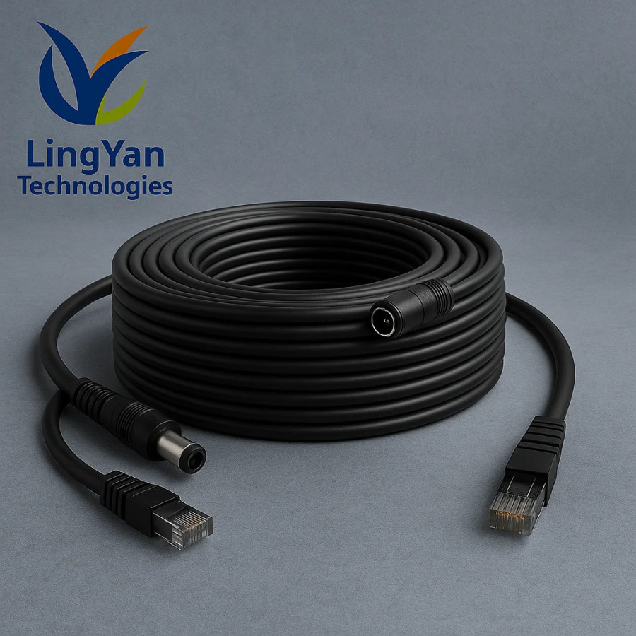 5-50M PoE kengaytirish kabeli + DC quvvat kabeli |   8-simli Ethernet kabeli + 2-simli 5,5x2,1 mm ulagich | NVR CCTV tizimi uchun suv oʻtkazmaydigan IP kamera