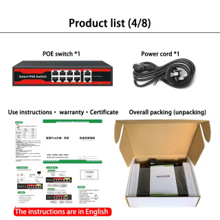 Gigabit Ethernet kaliti 5 portli tarmoq kaliti 48V POE Network Extender ish stoli 100/1000Mbps APP tomonidan boshqariladigan SFP kaliti