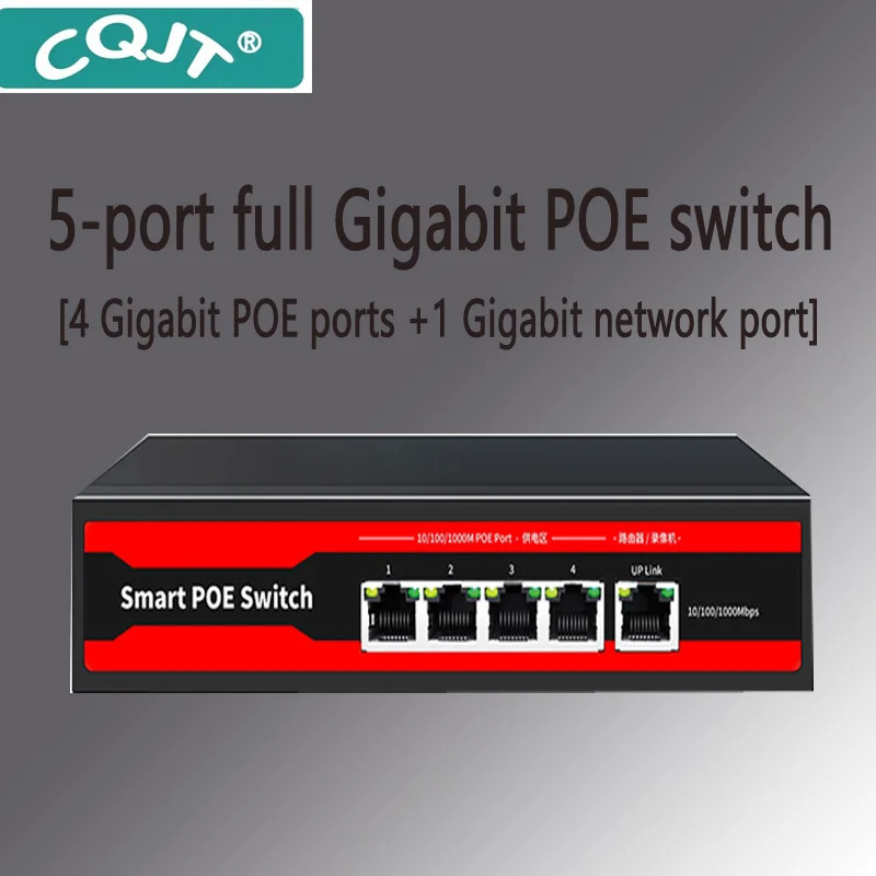 Gigabit Ethernet kaliti 5 portli tarmoq kaliti 48V POE Network Extender ish stoli 100/1000Mbps APP tomonidan boshqariladigan SFP kaliti