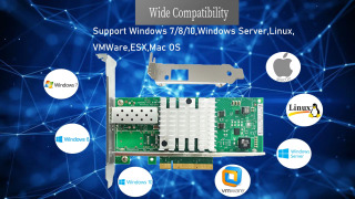 Сетевой адаптер Ethernet 10 ГБ, чип Intel 82599EN, X520-DA1 1xSPF + порт PCI-E x8,x16, плата NIC, поддержка Windows Server/7/8/10/настольный